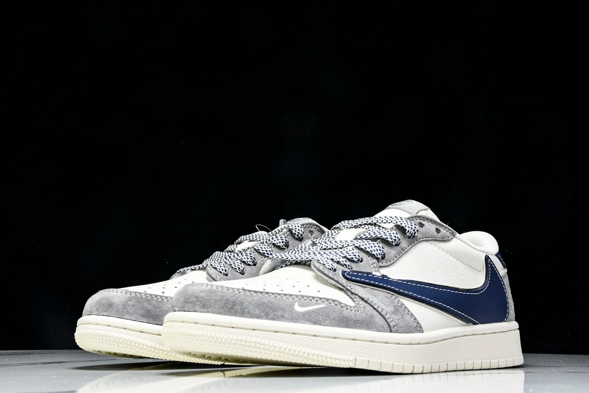Travis Scott AJ1 Low x Fragment 'Grey Navy' (Custom)