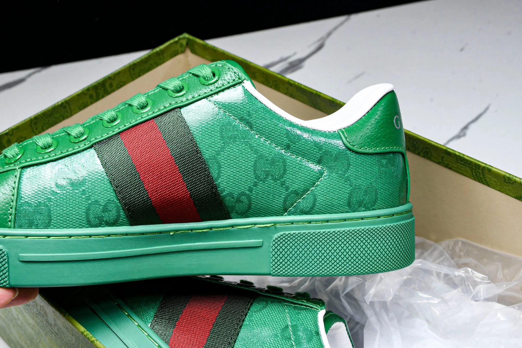 Guссi Ace Web 'Green Monogram'