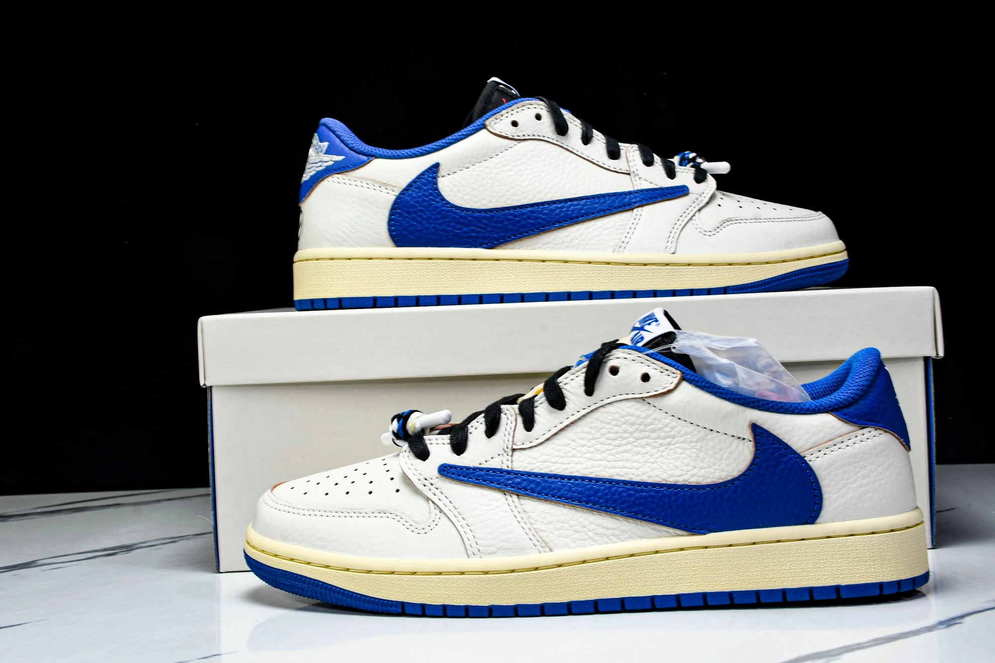 Travis Scott AJ1 Retro Low OG x Fragment 'Sail Military Blue'