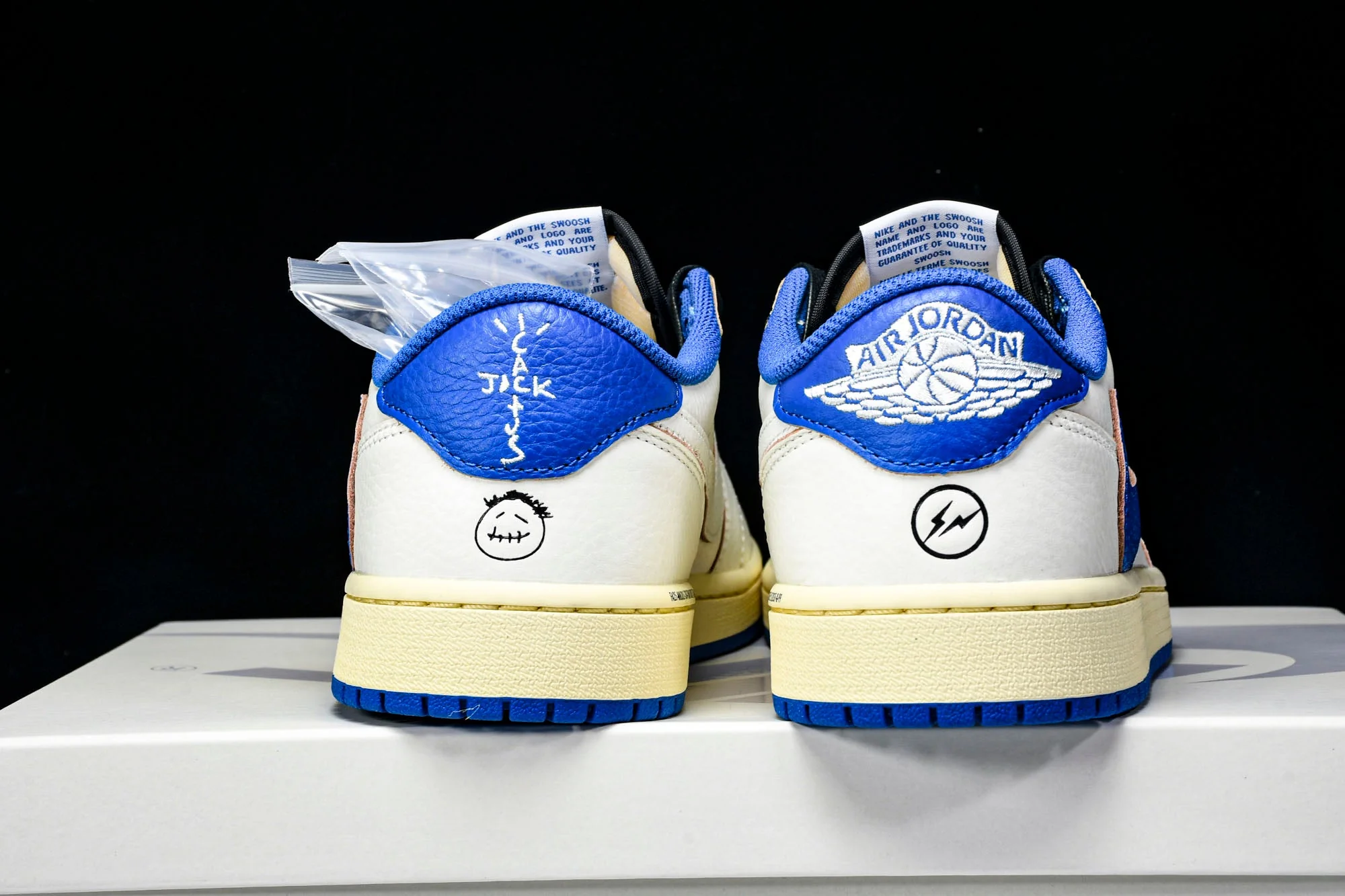 Travis Scott AJ1 Retro Low OG x Fragment 'Sail Military Blue'