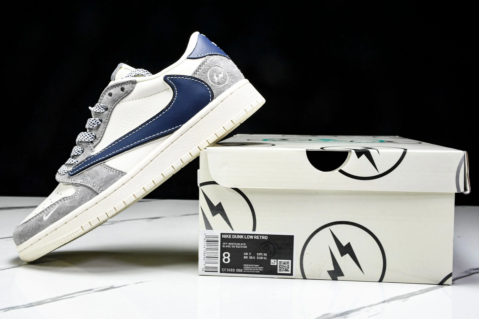 Travis Scott AJ1 Low x Fragment 'Grey Navy' (Custom)