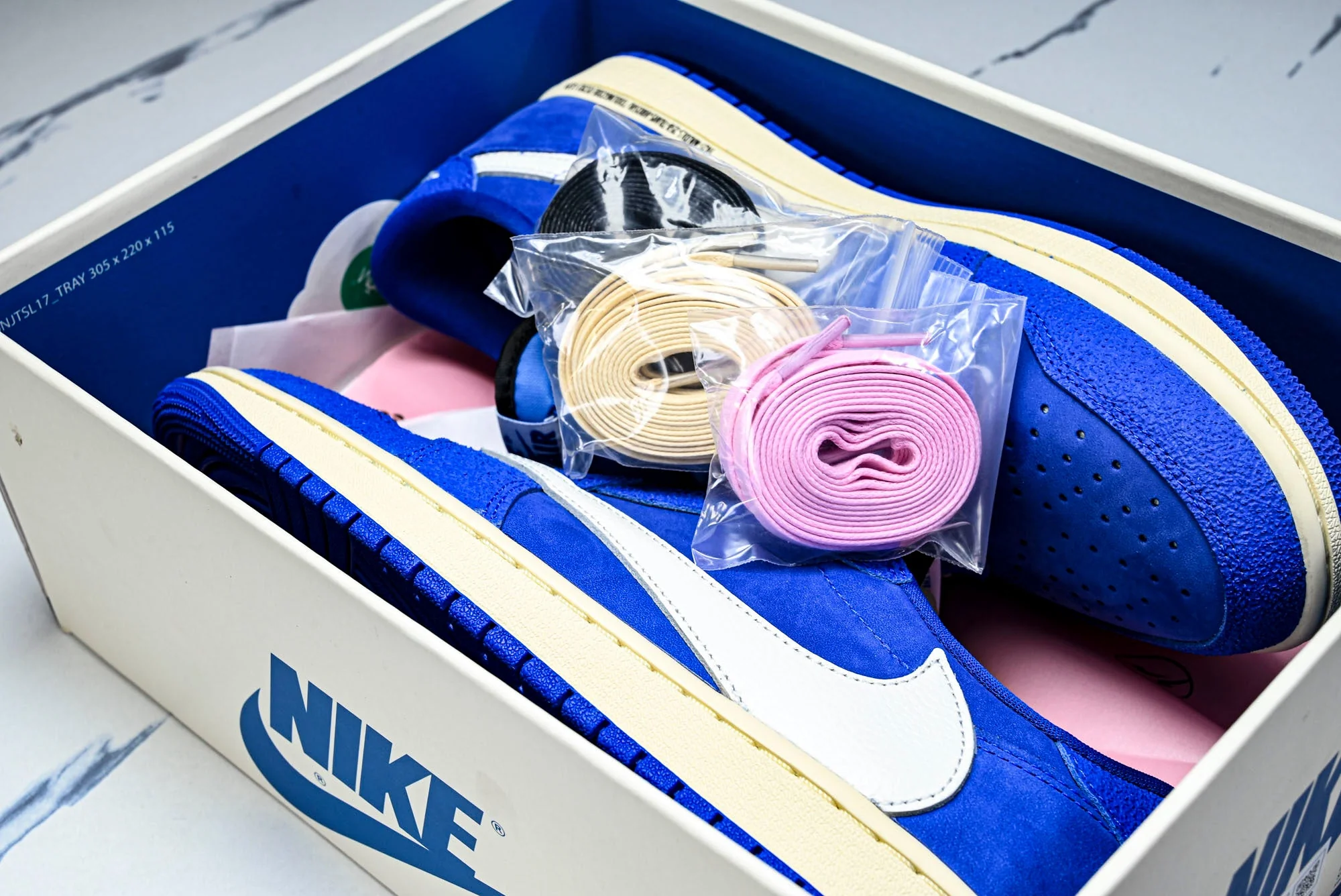 Travis Scott x Fragment AJ1 Low 'Reverse Sail Military Blue' (Unreleased)