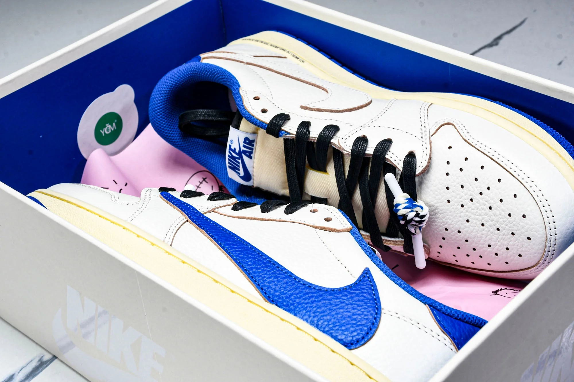 Travis Scott AJ1 Retro Low OG x Fragment 'Sail Military Blue'