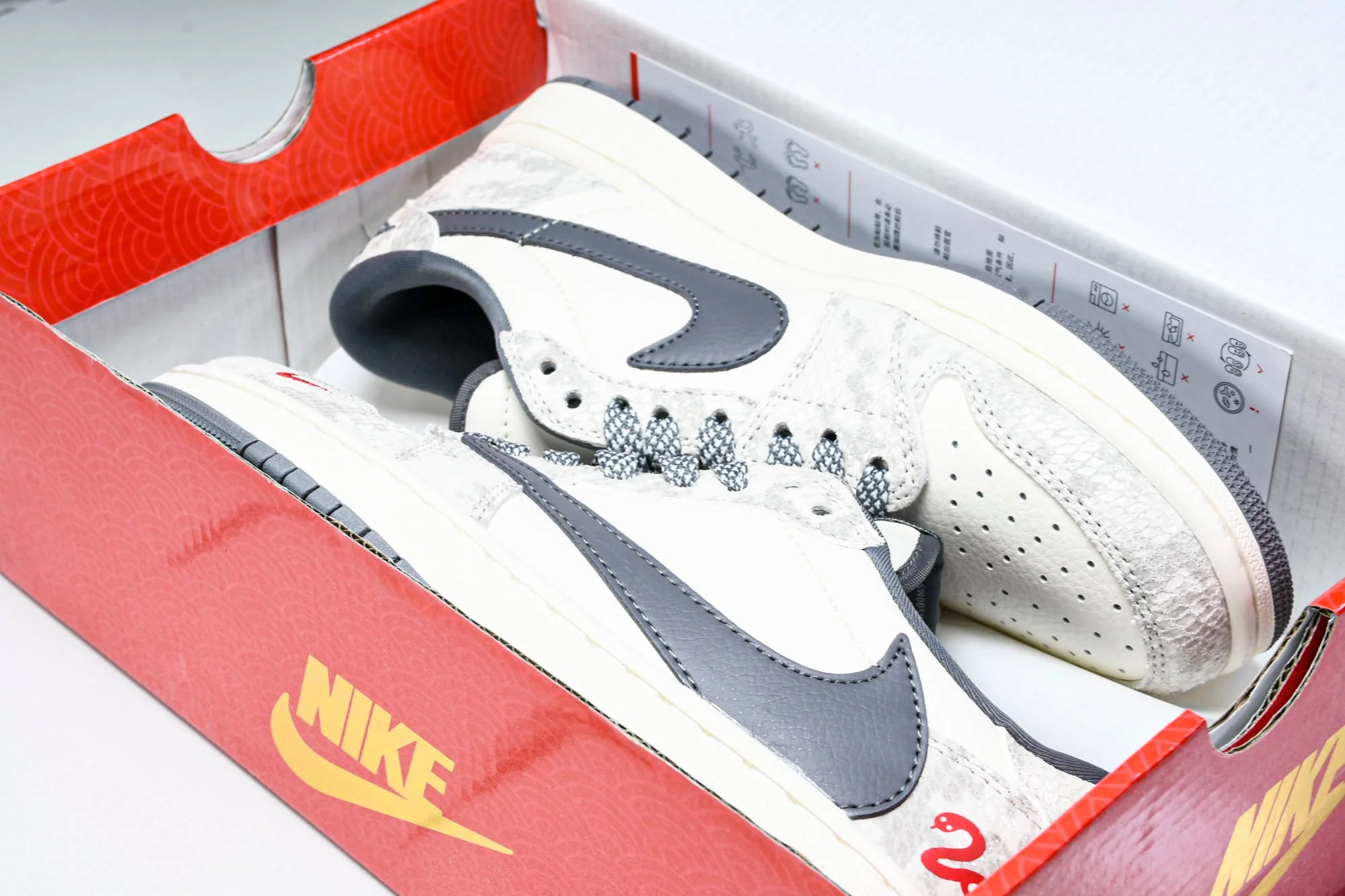 Travis Scott AJ1 Low x Year of The Snake 'White Grey' (Custom)