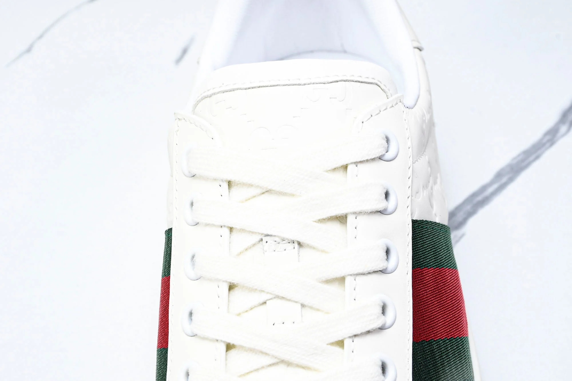 Guссi Ace Web 'Embossed White Monogram'