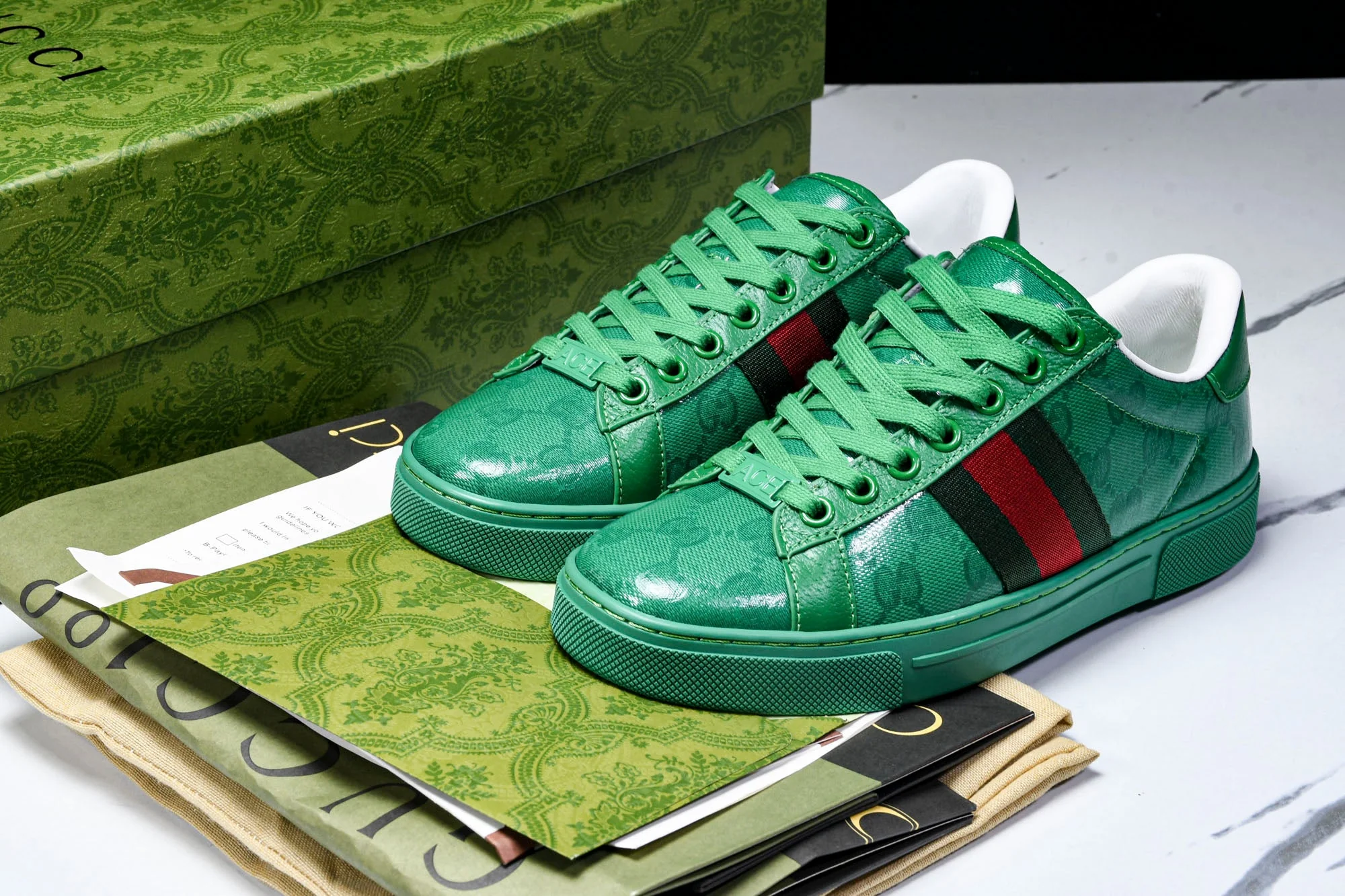 Guссi Ace Web 'Green Monogram'