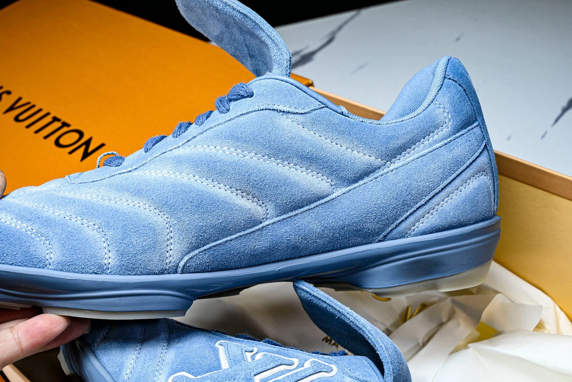 Louis Vuittоп Footprint Soccer Sneaker 'Blue Suede'