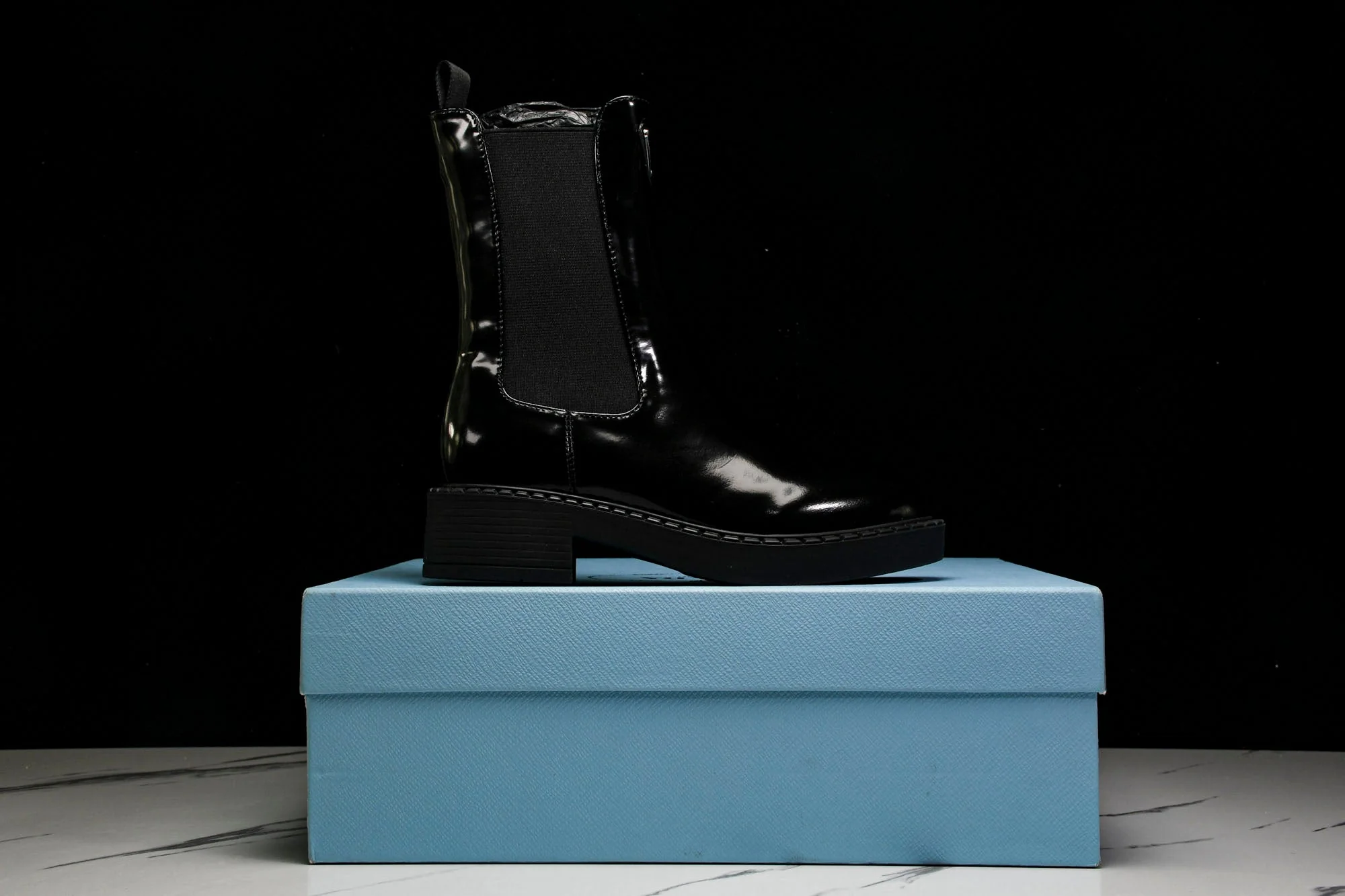 Prada Patent Chelsea Boots 'Black'