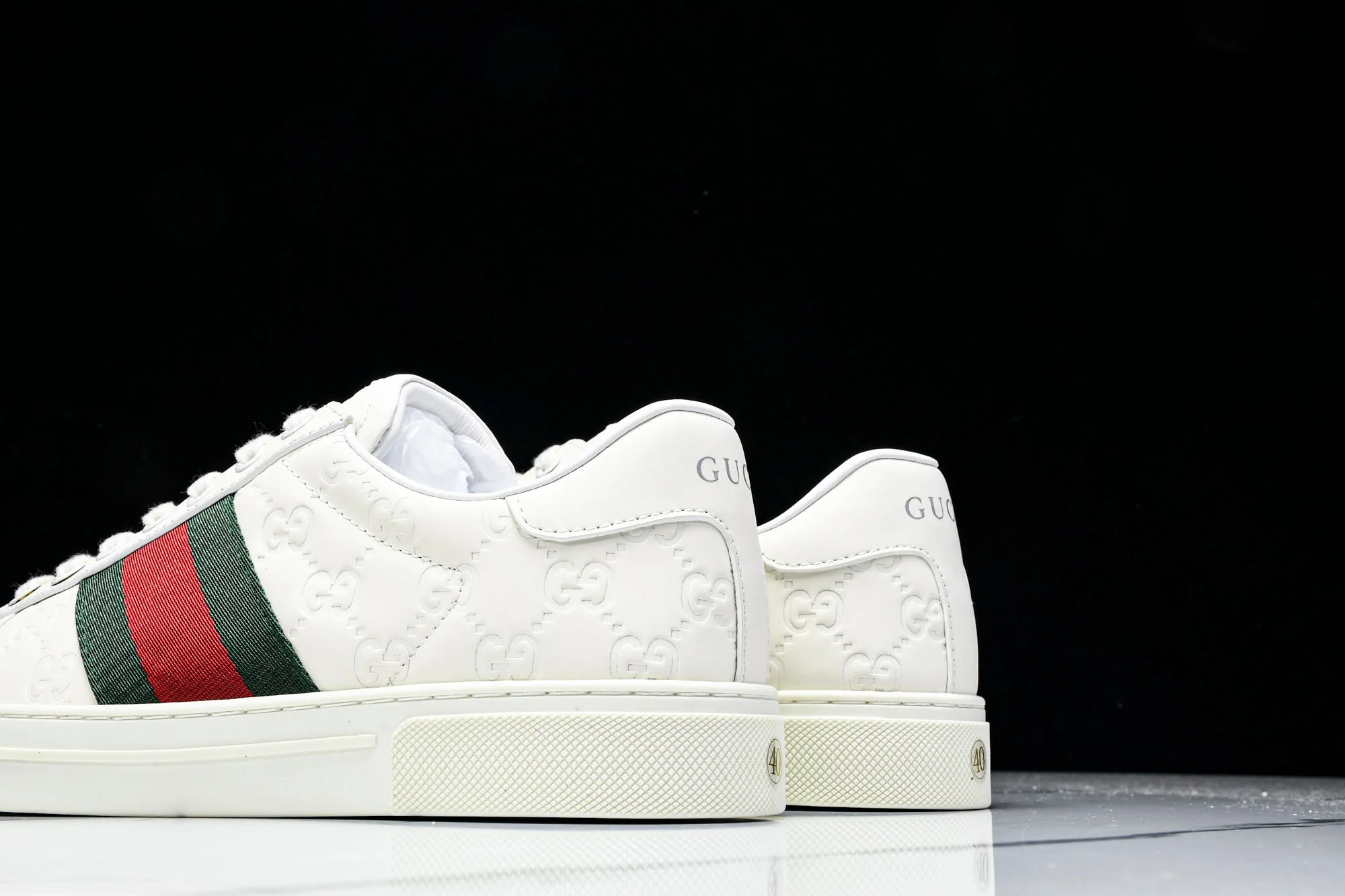 Guссi Ace Web 'Embossed White Monogram'