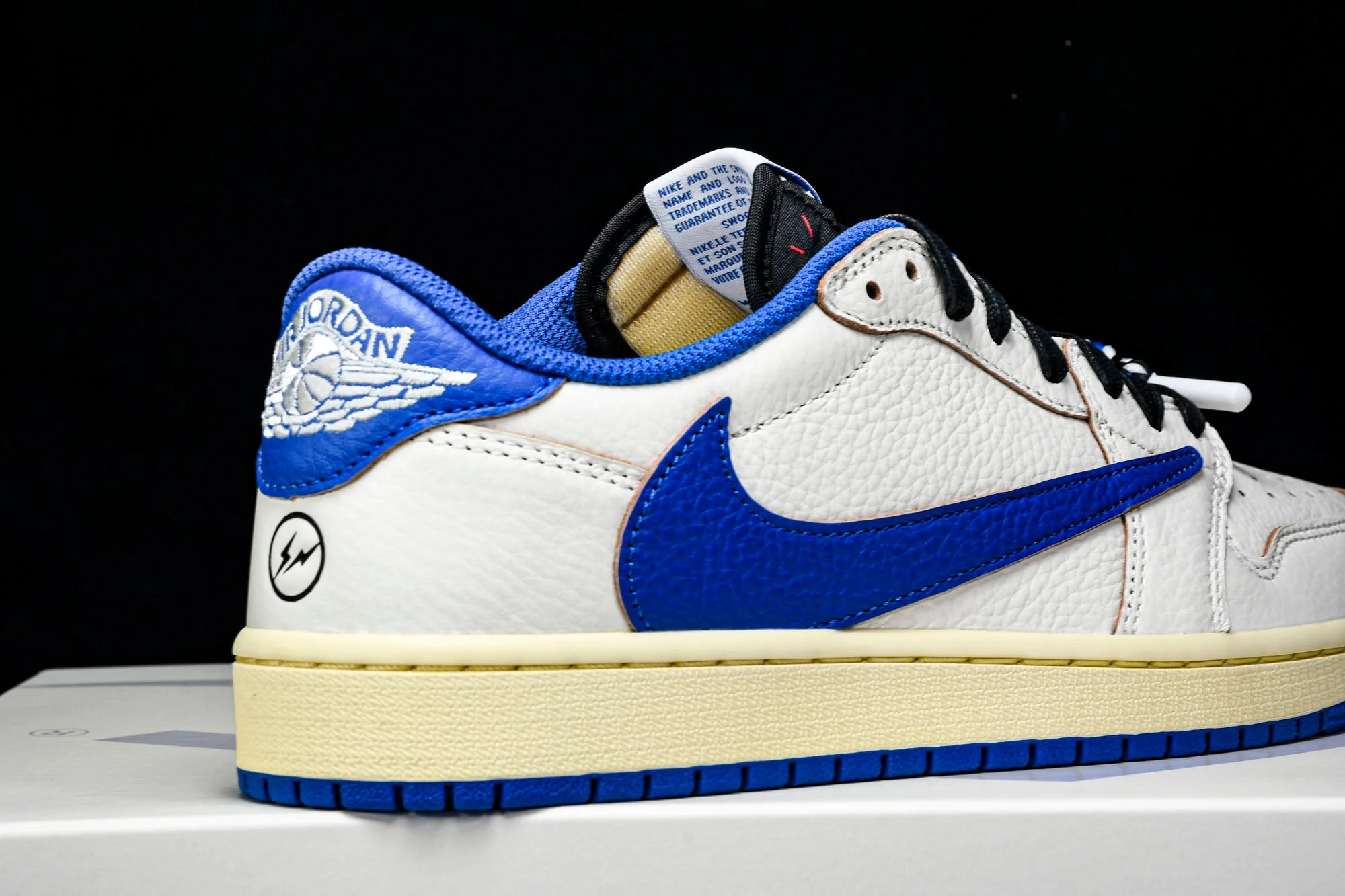 Travis Scott AJ1 Retro Low OG x Fragment 'Sail Military Blue'