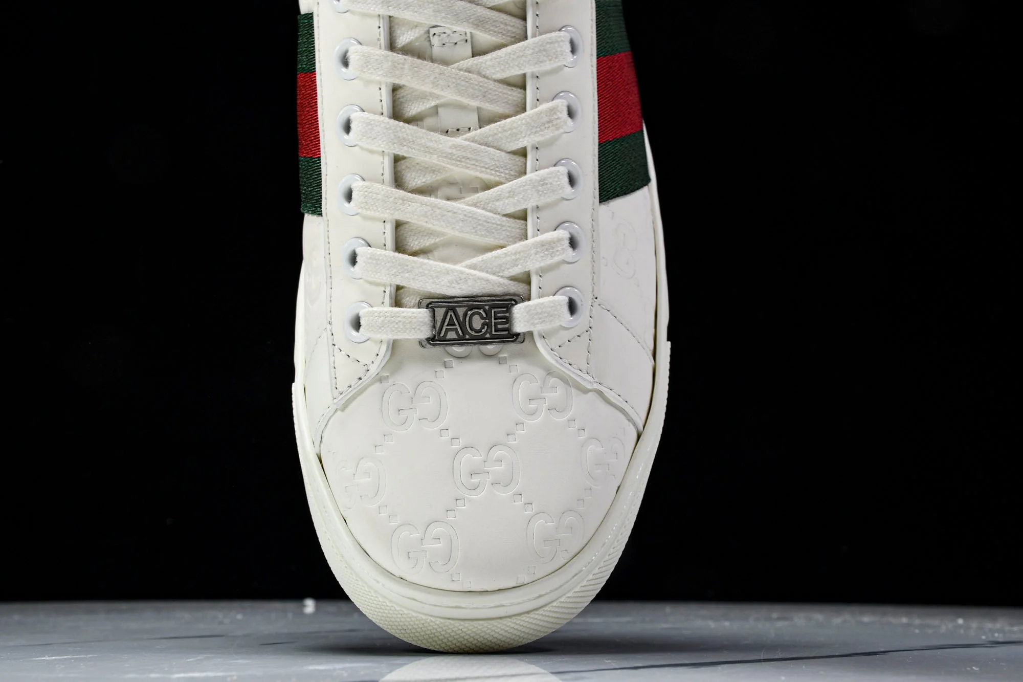 Guссi Ace Web 'Embossed White Monogram'