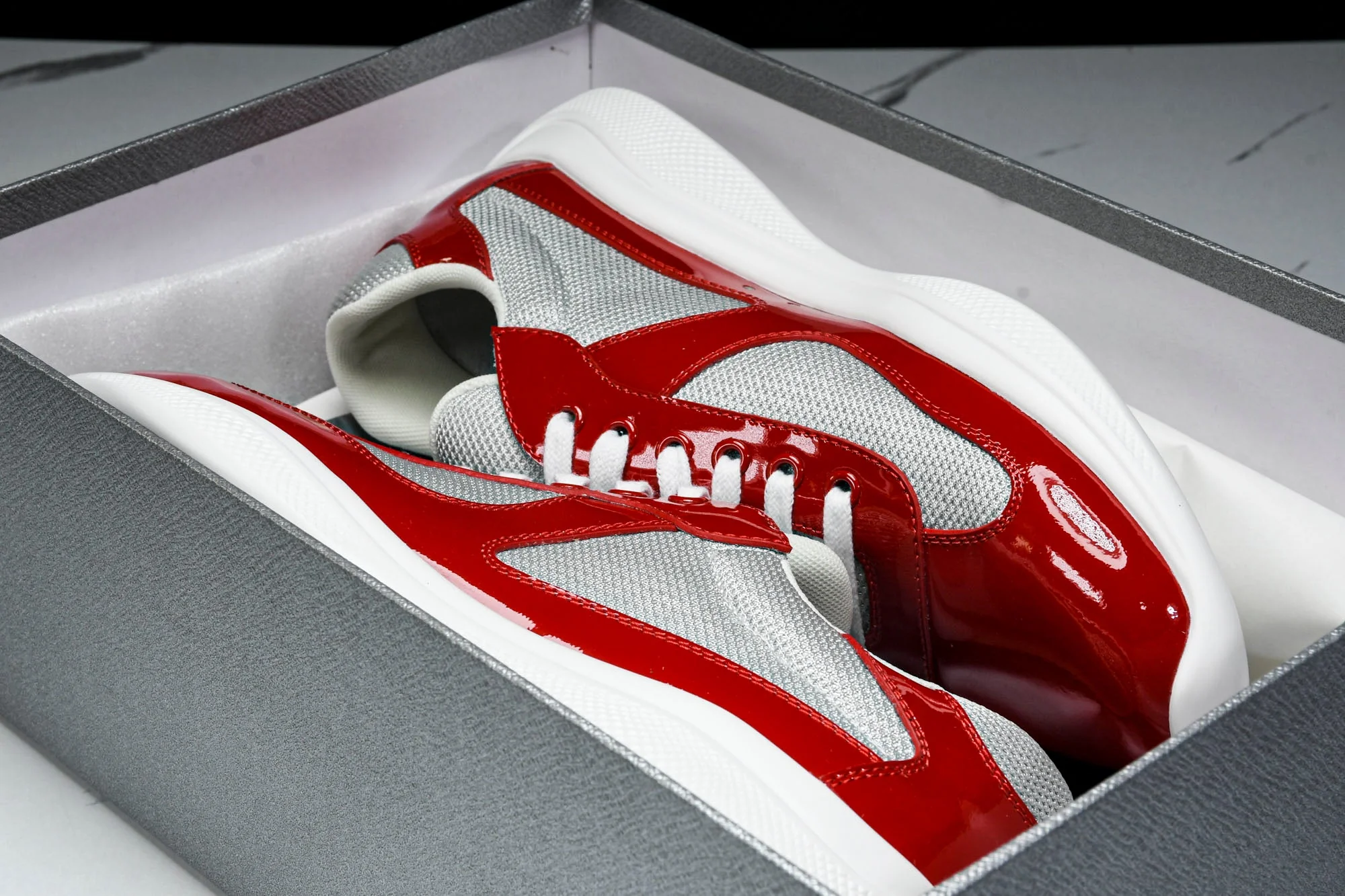 Prada America's Cup Sneaker 'Red Silver'