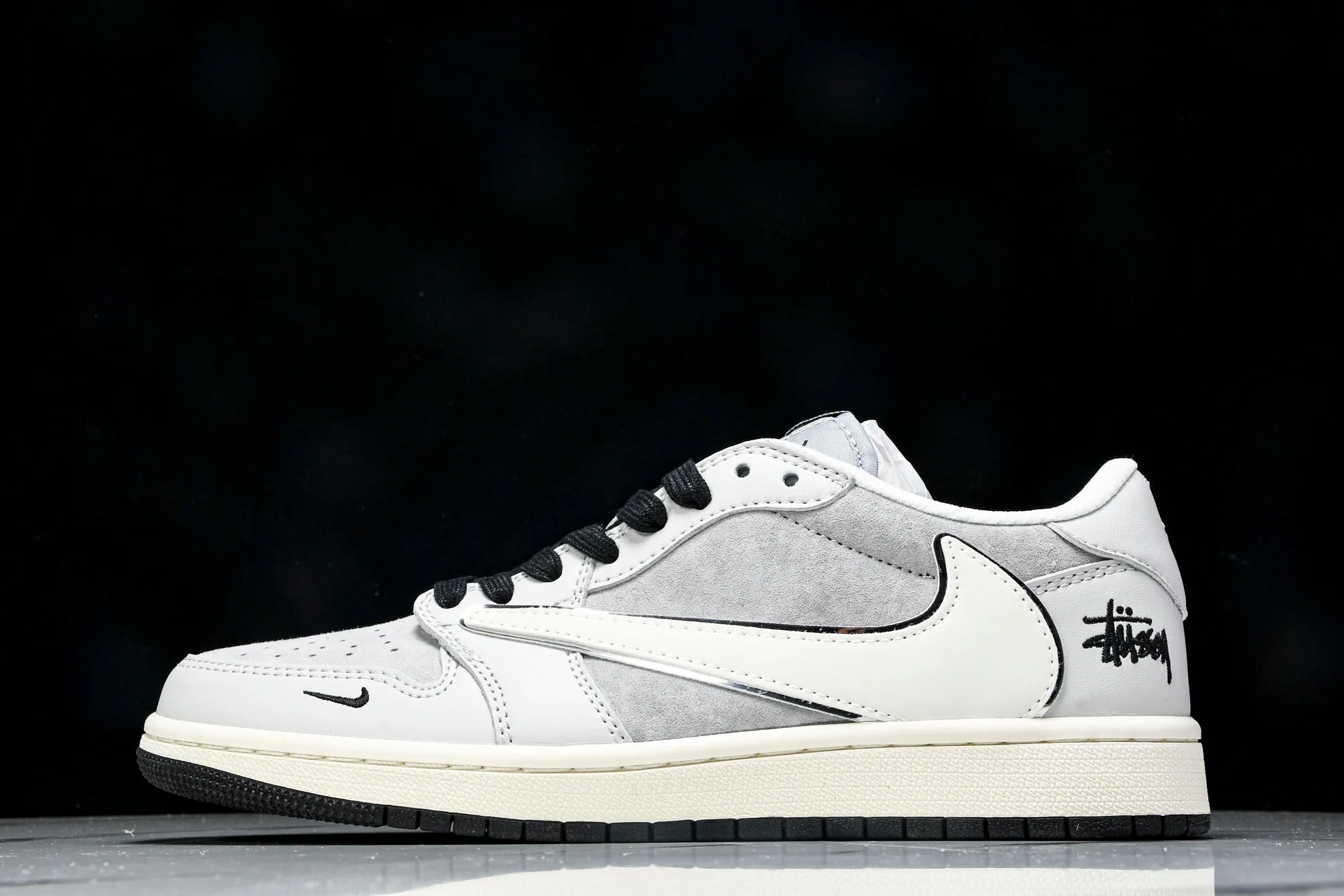 Travis Scott AJ1 Low x Stussy 'Silver Grey' (Custom)