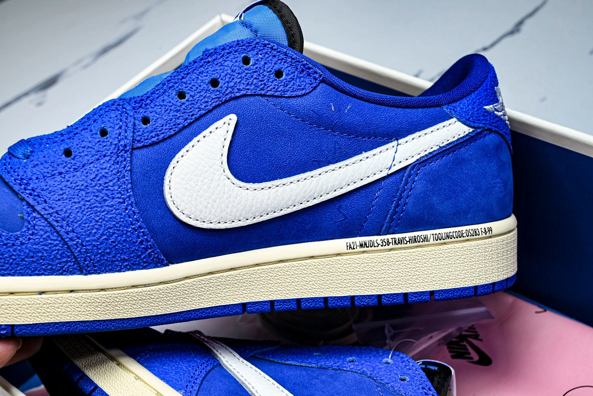 Travis Scott x Fragment AJ1 Low 'Reverse Sail Military Blue' (Unreleased)