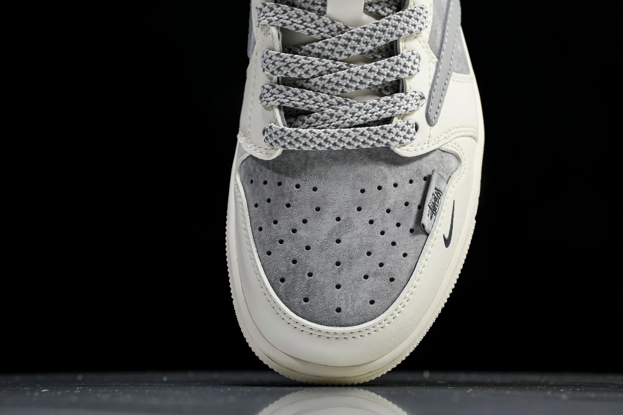 Travis Scott AJ1 Low x Stussy 'Grey White Red' (Custom)