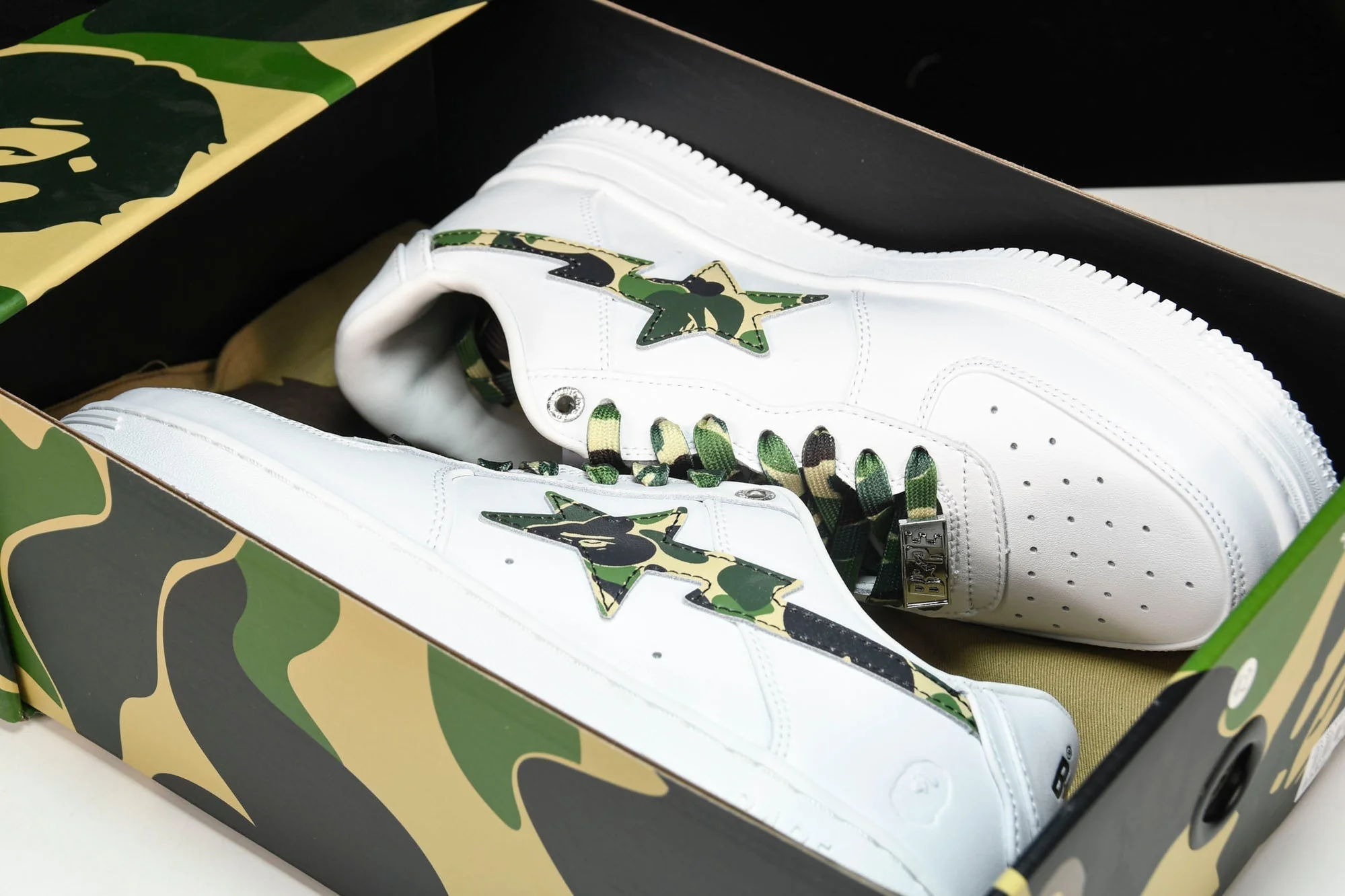 A Bathing Ape Bape Sta 'White ABC Camo Green'