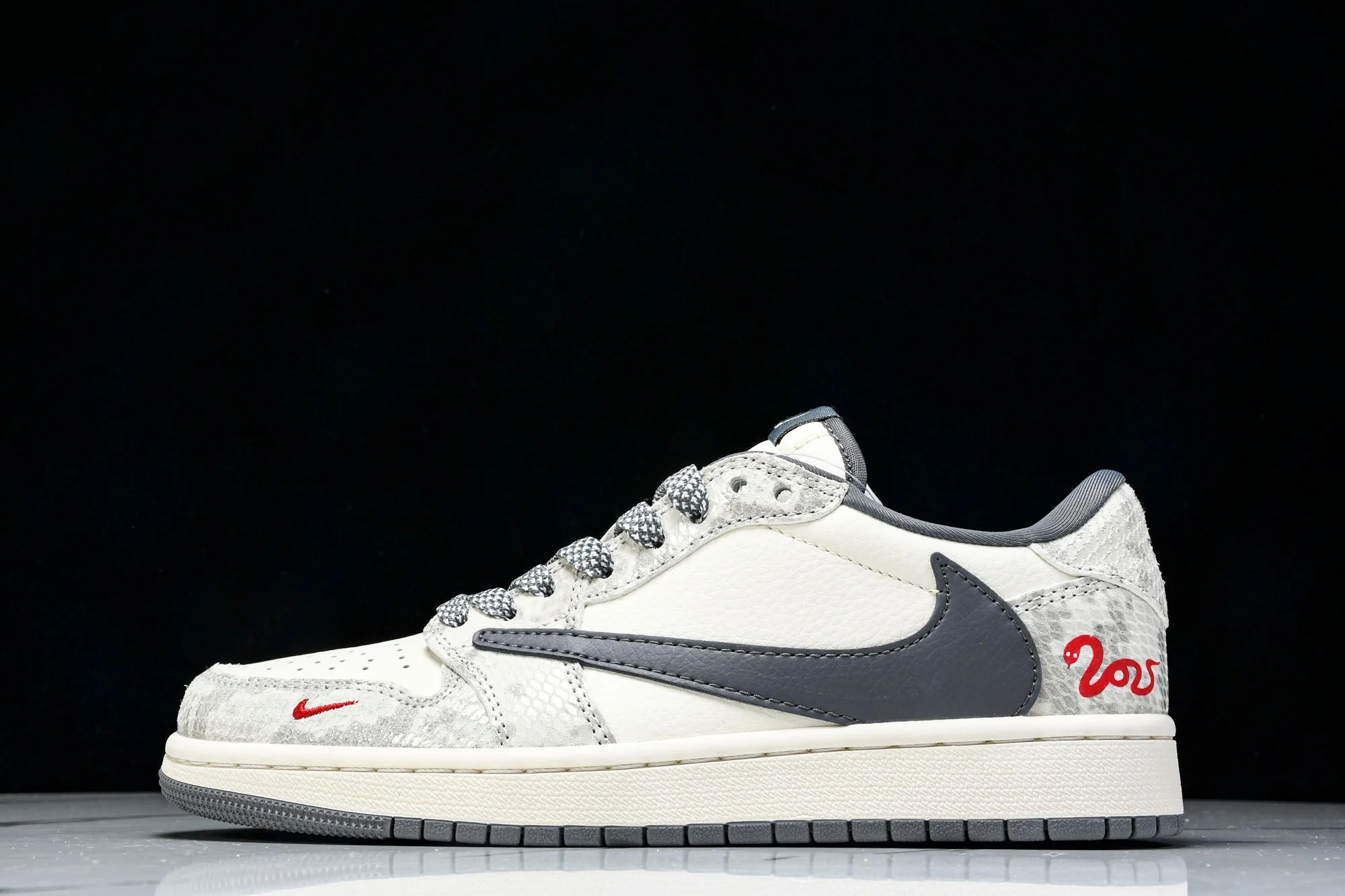 Travis Scott AJ1 Low x Year of The Snake 'White Grey' (Custom)