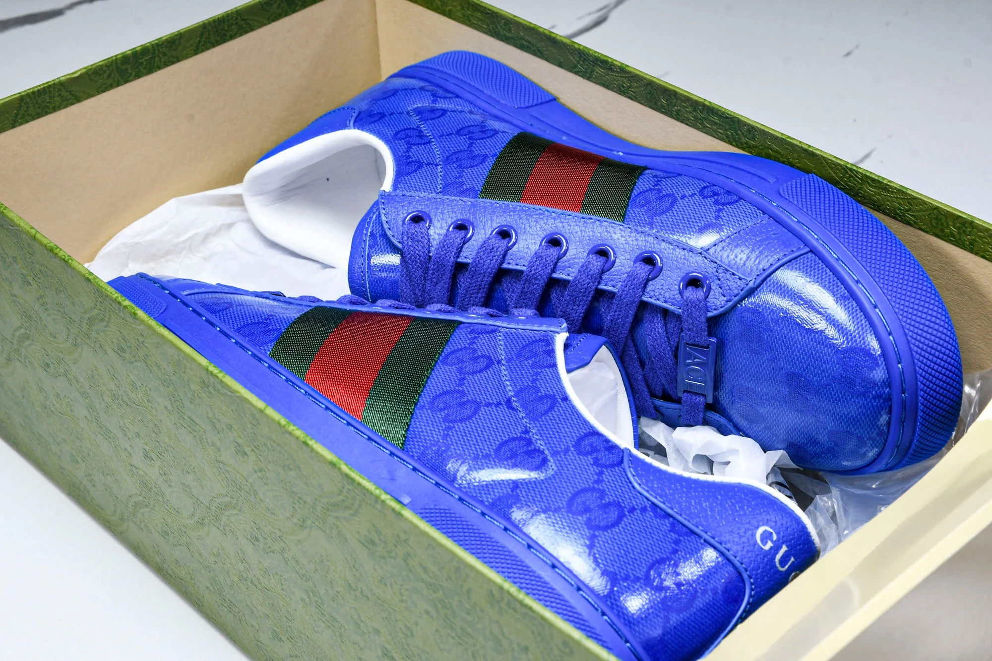 Guссi Ace Web 'Blue Monogram'