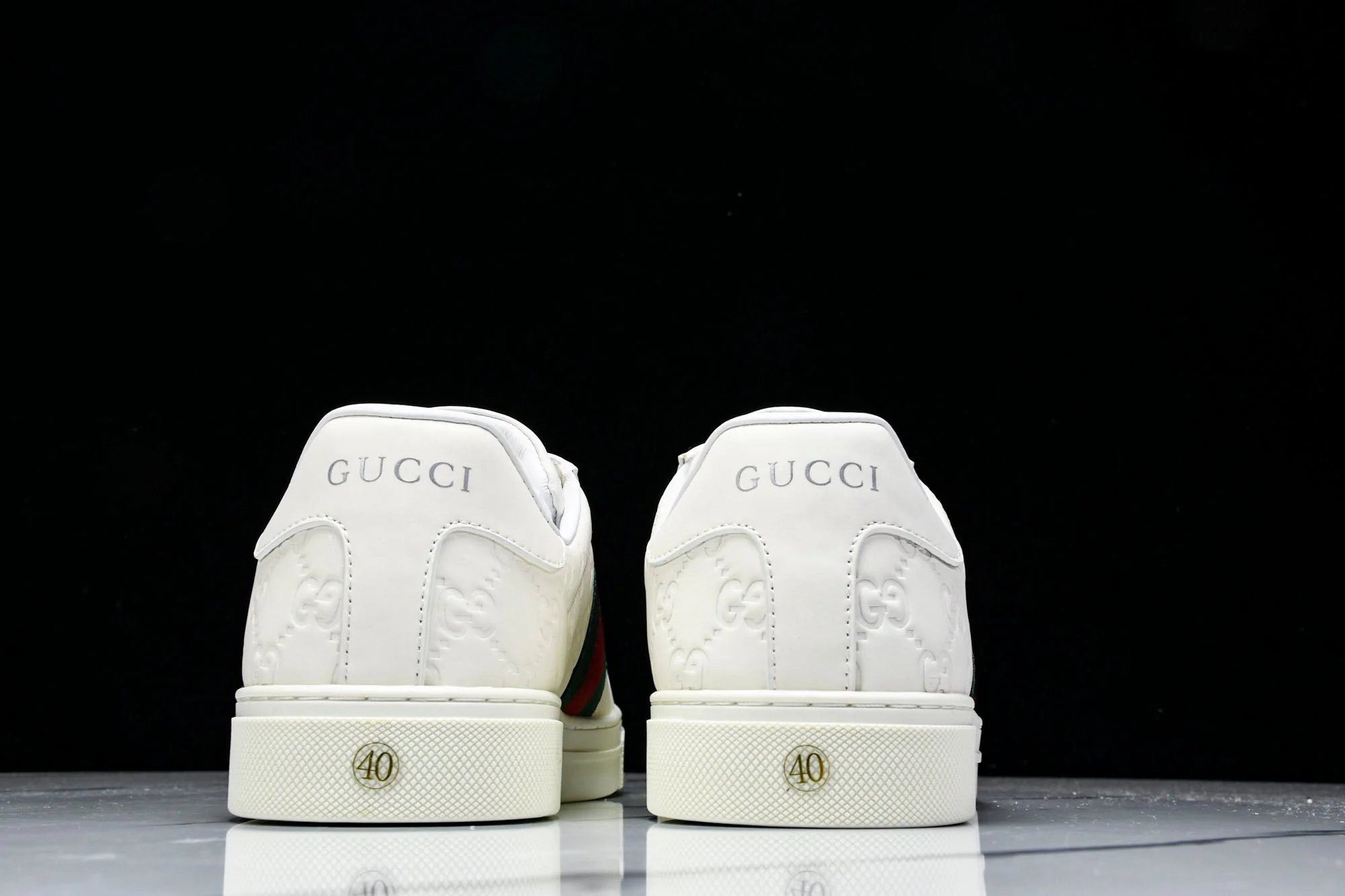 Guссi Ace Web 'Embossed White Monogram'