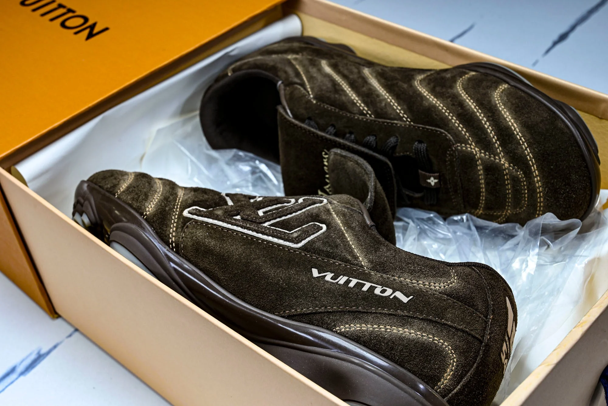 Louis Vuittоп Footprint Soccer Sneaker 'Brown Suede'