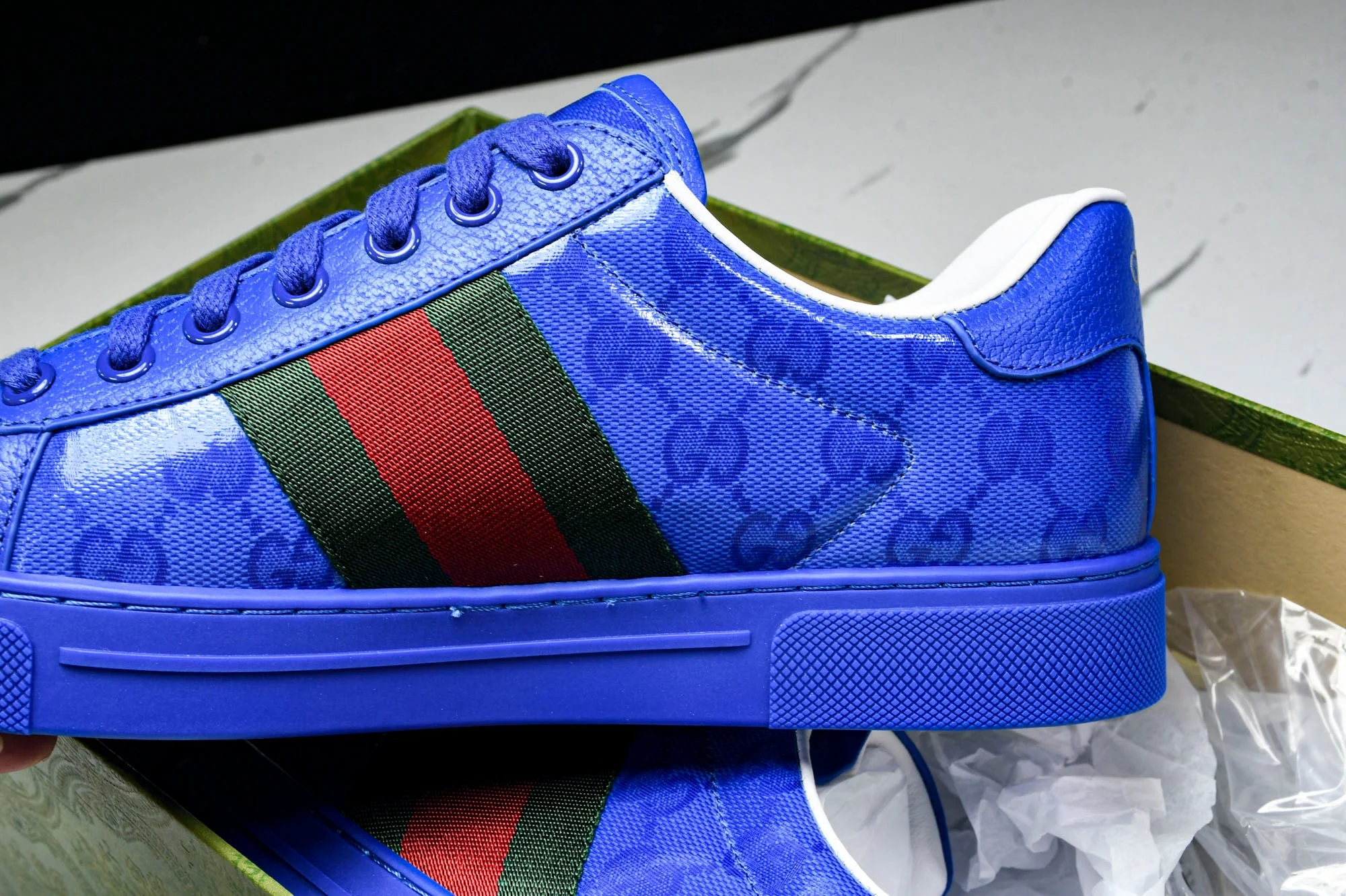 Guссi Ace Web 'Blue Monogram'