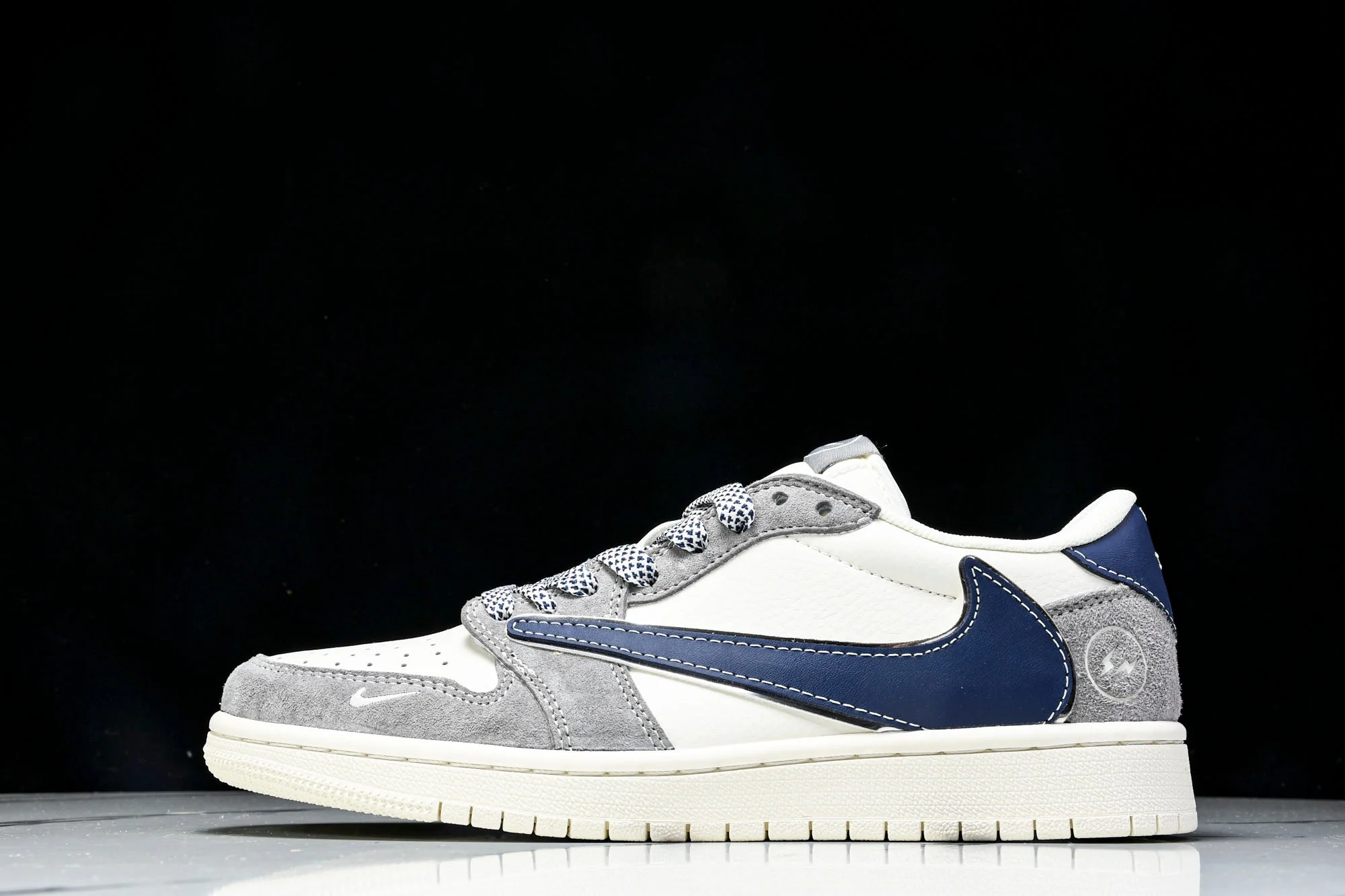 Travis Scott AJ1 Low x Fragment 'Grey Navy' (Custom)