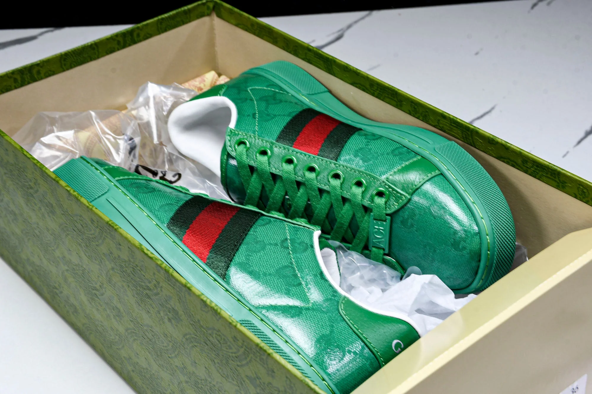 Guссi Ace Web 'Green Monogram'