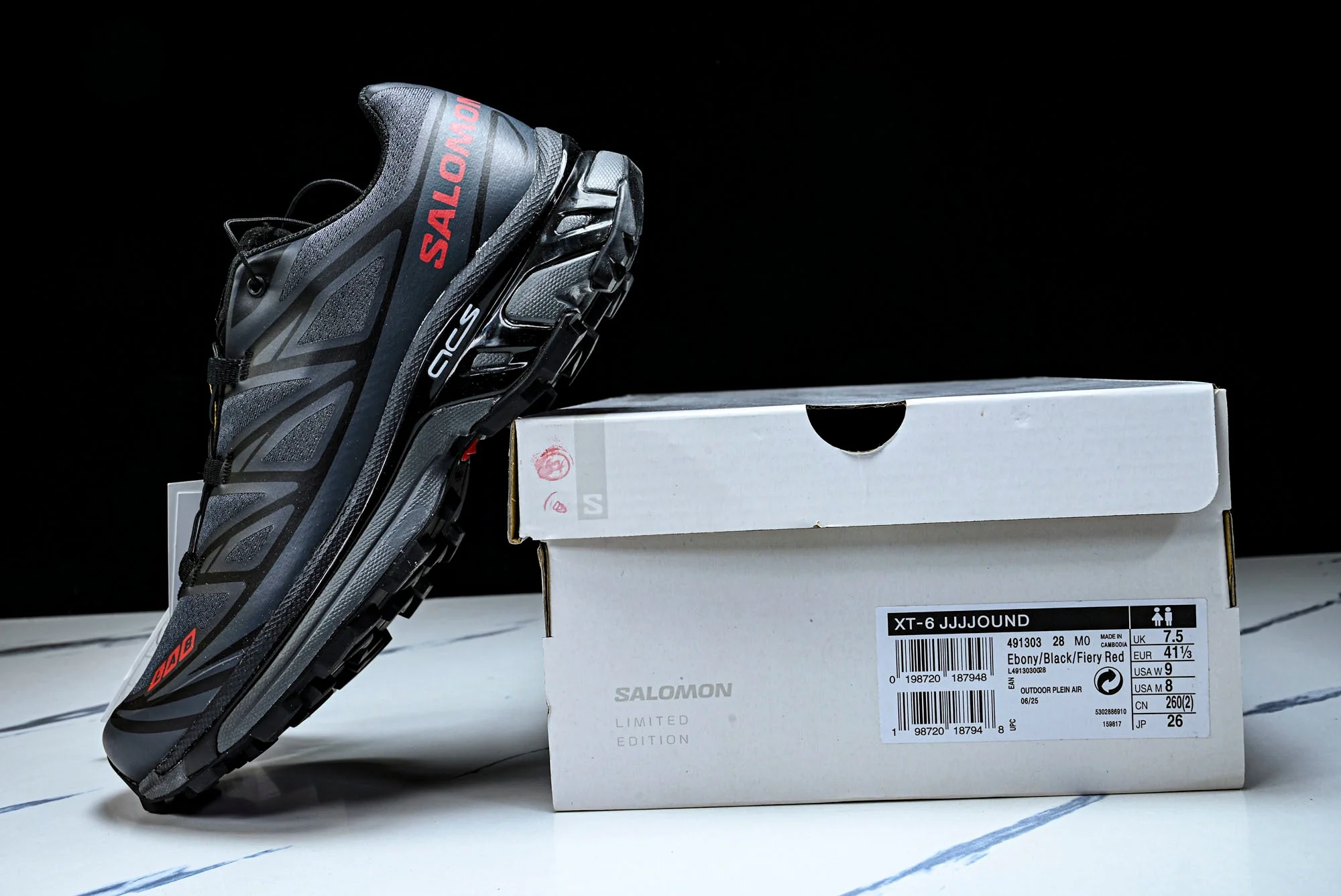 Salomon x JJJJound XT-6 'Black Fiery Red'