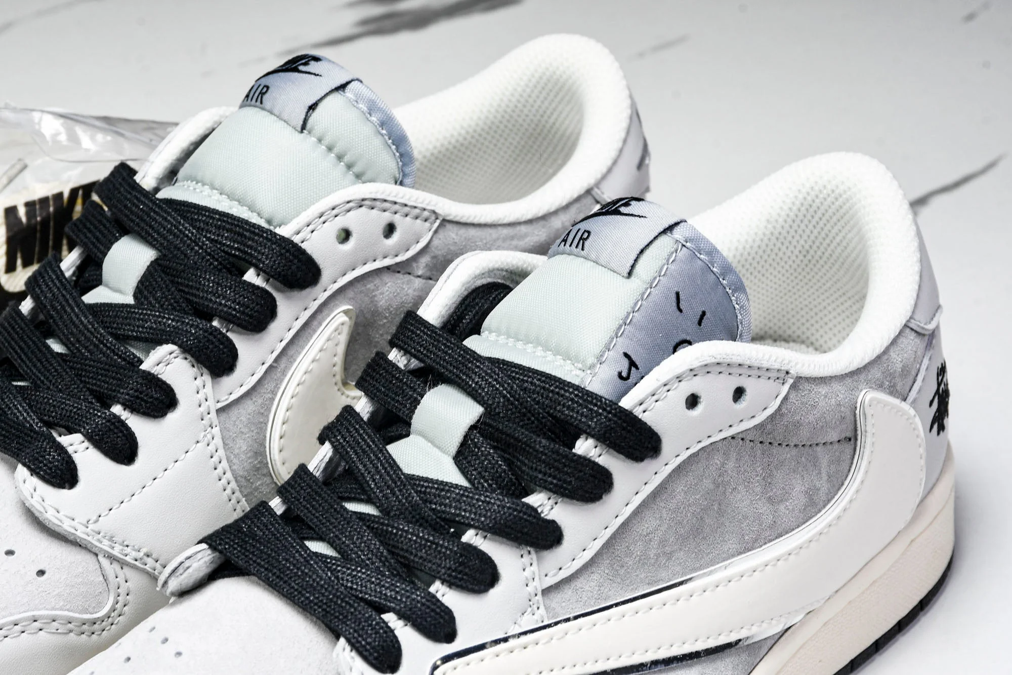 Travis Scott AJ1 Low x Stussy 'Silver Grey' (Custom)