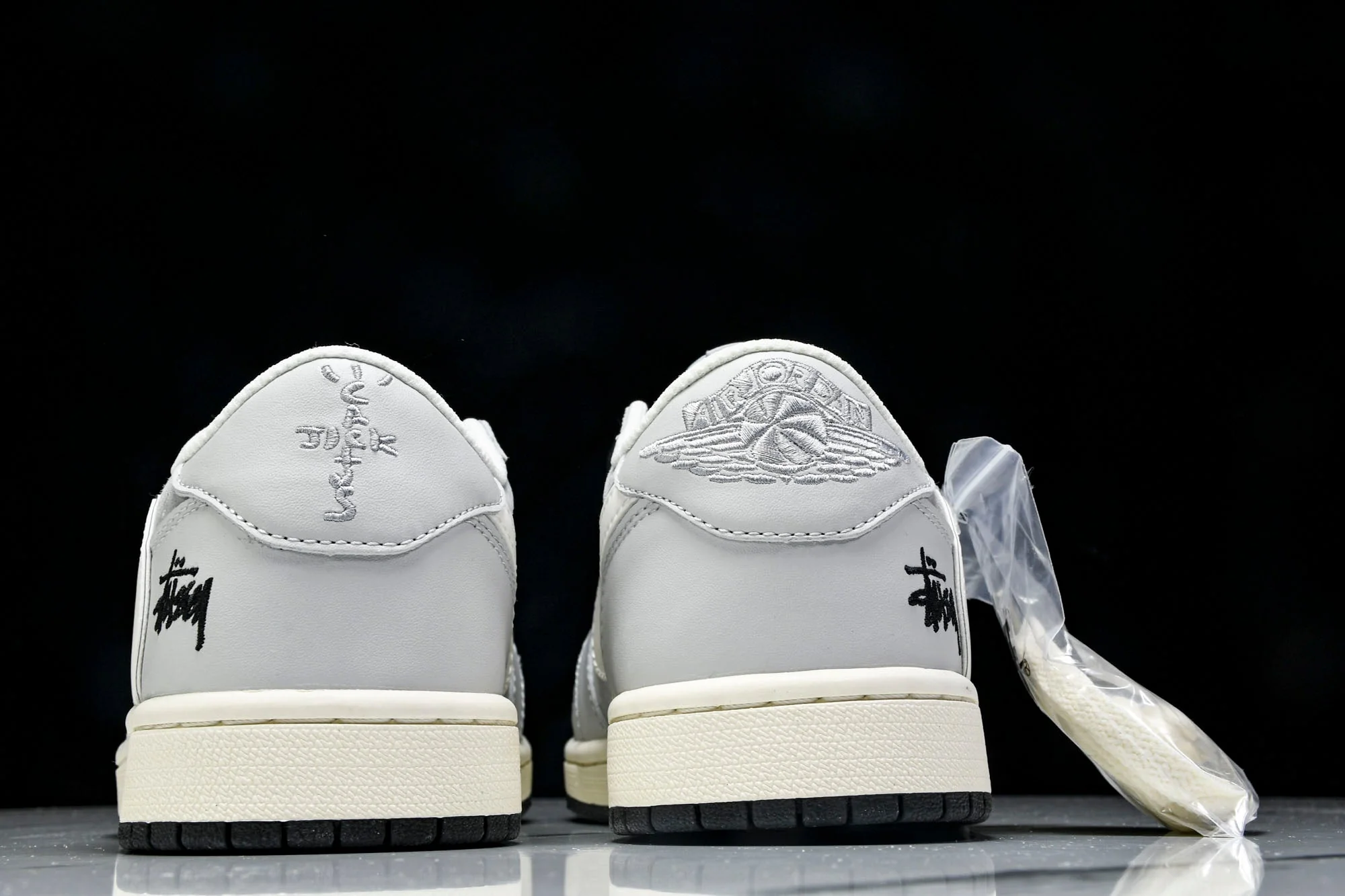 Travis Scott AJ1 Low x Stussy 'Silver Grey' (Custom)