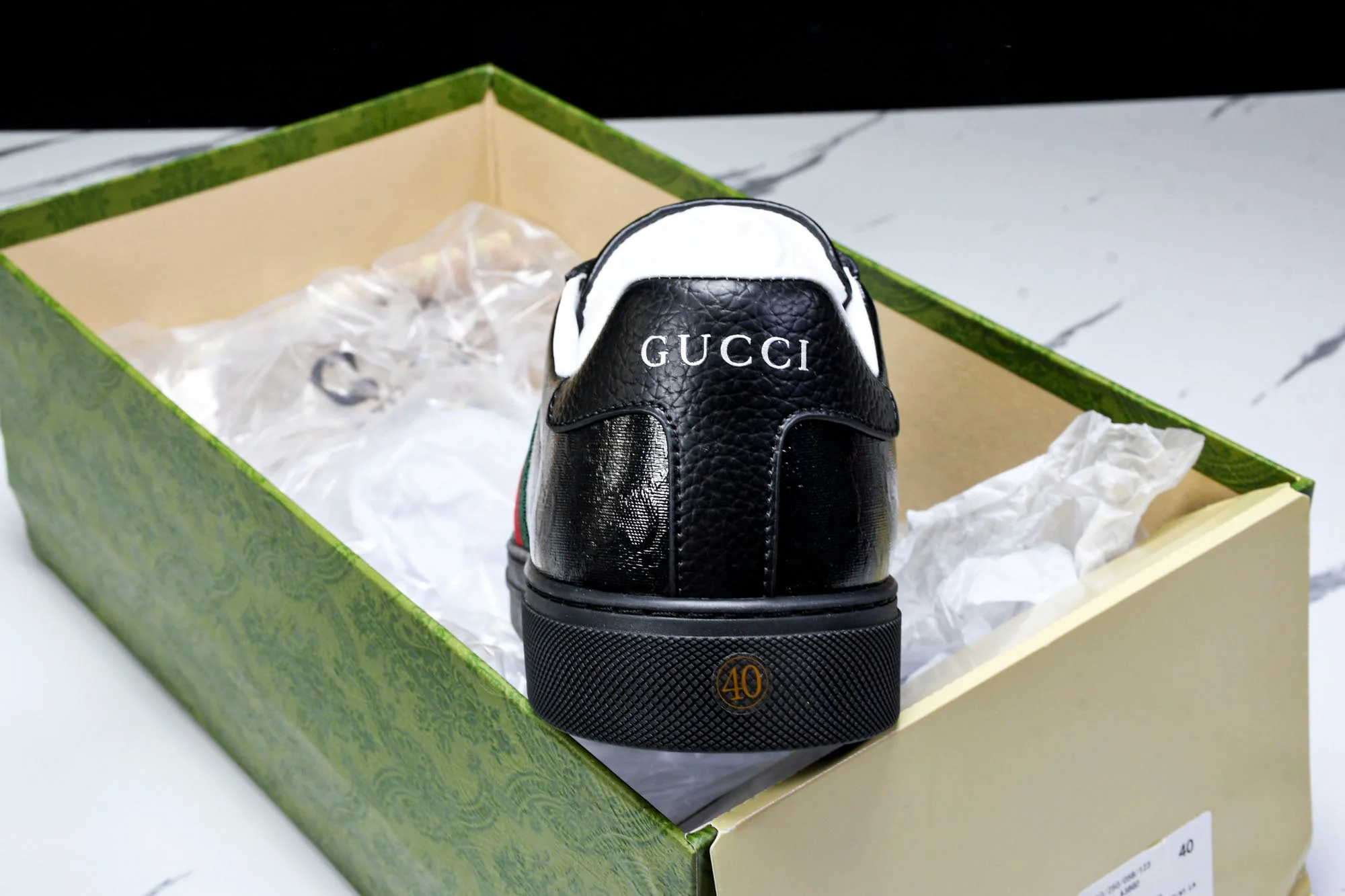 Guссi Ace Web 'Glossy Black Monogram'