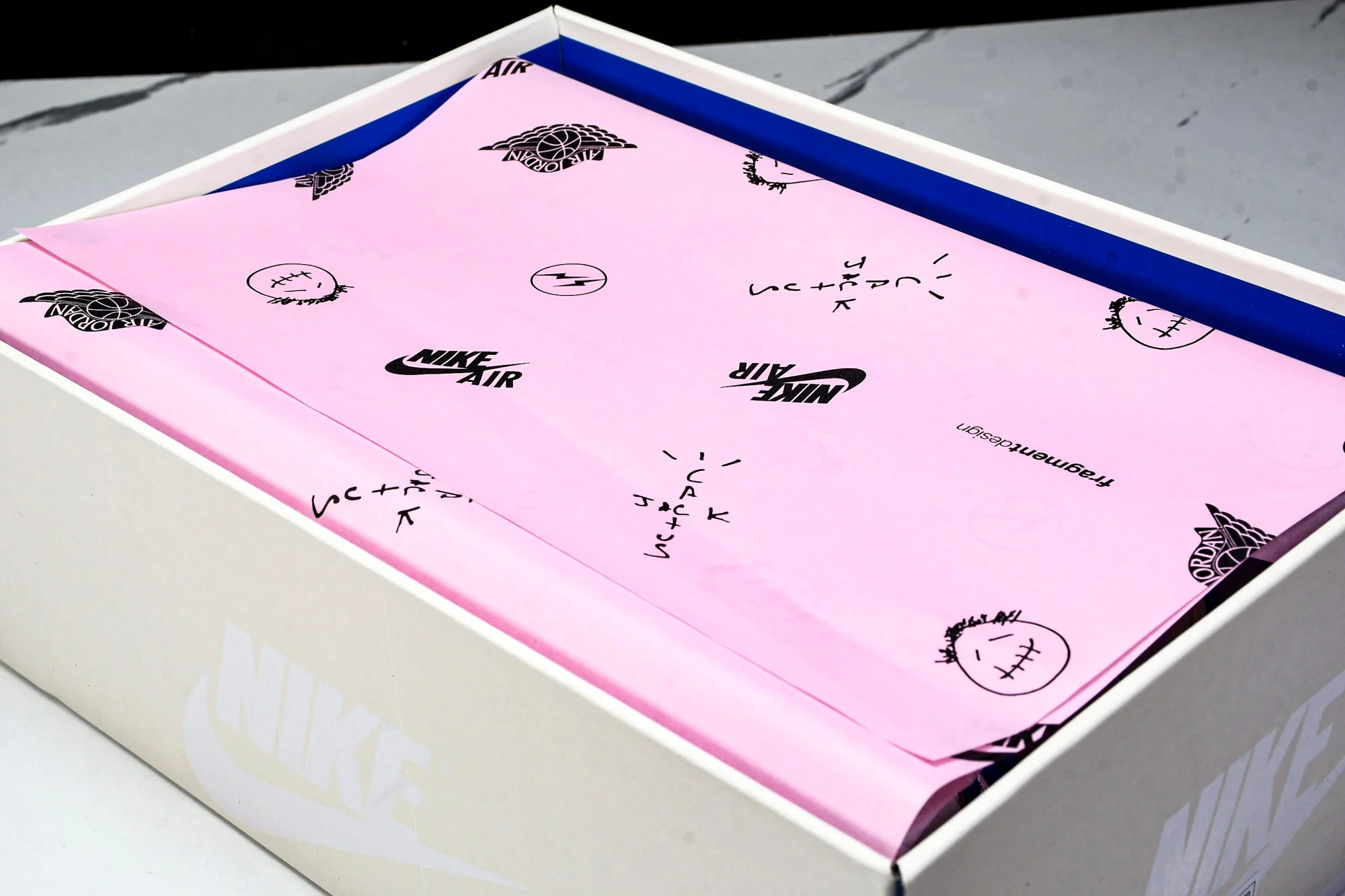 Travis Scott AJ1 Retro Low OG x Fragment 'Sail Military Blue'