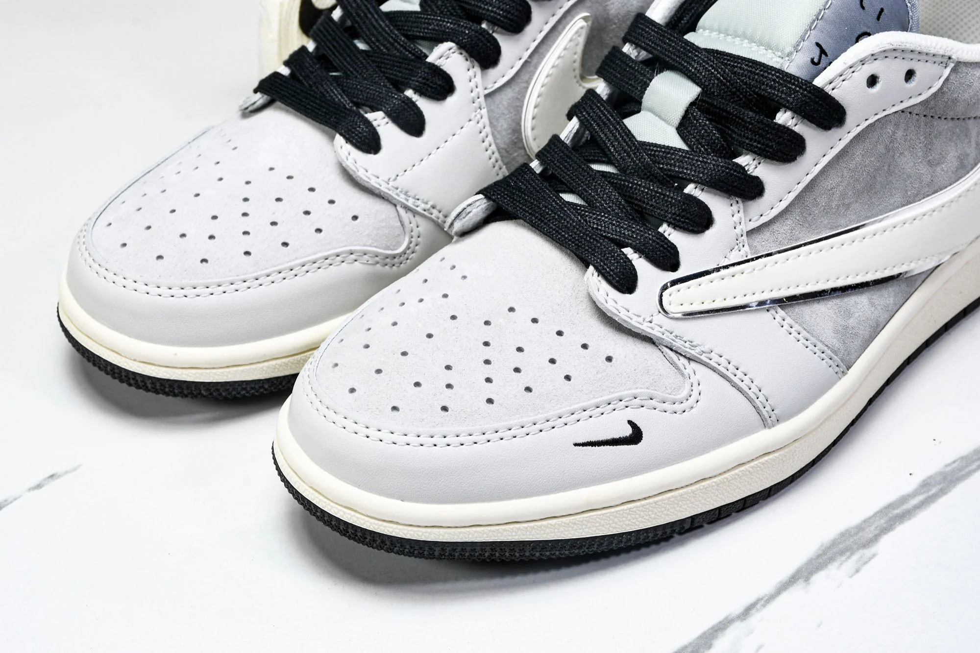 Travis Scott AJ1 Low x Stussy 'Silver Grey' (Custom)