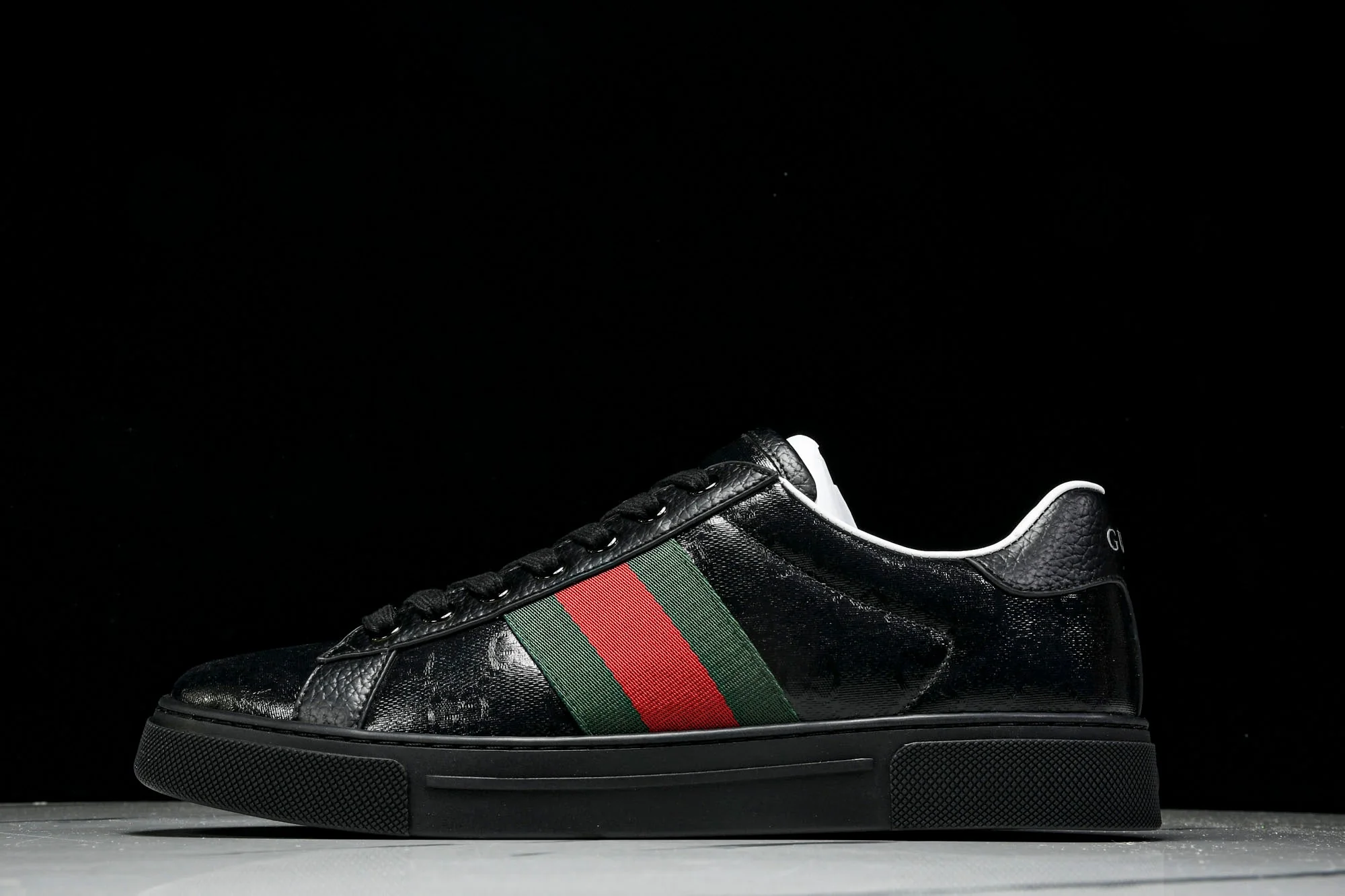 Guссi Ace Web 'Glossy Black Monogram'