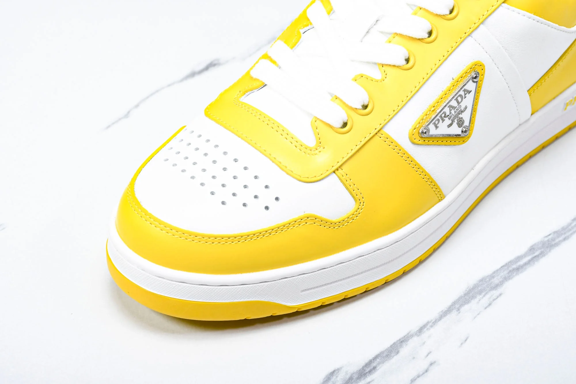Prada Downtown Sneaker 'White Yellow'