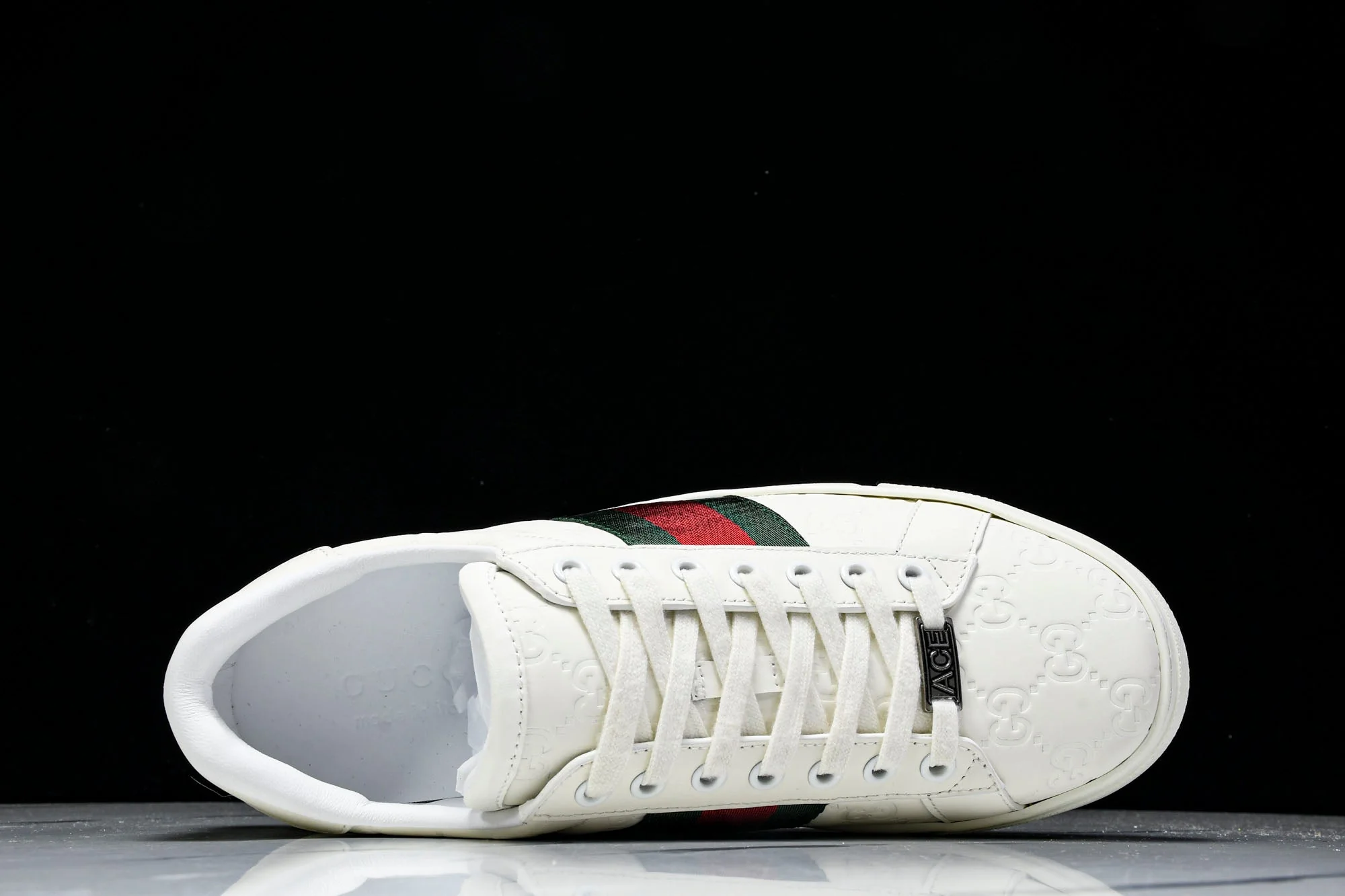 Guссi Ace Web 'Embossed White Monogram'