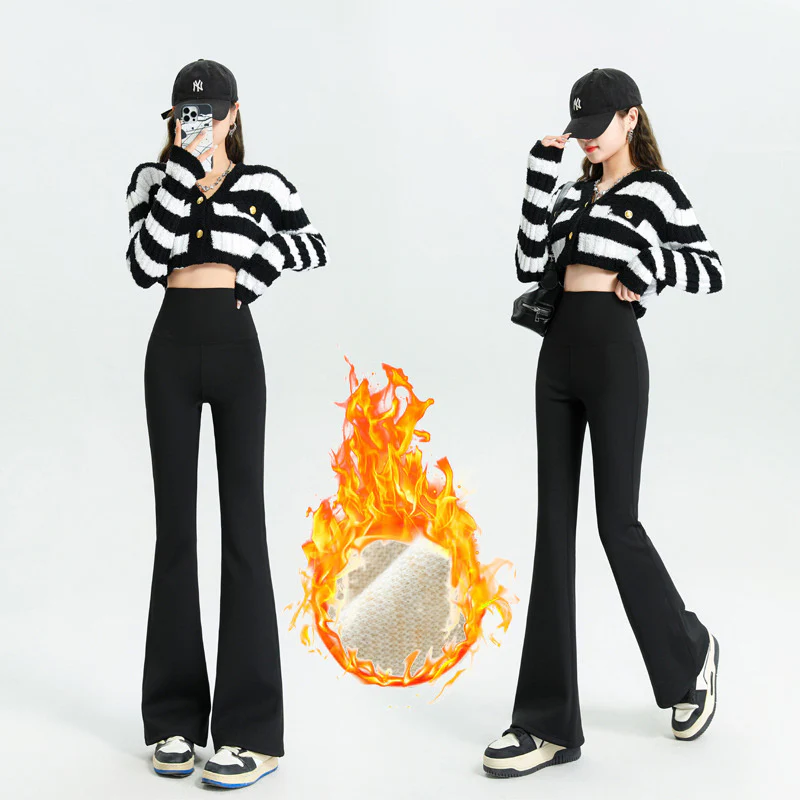 【2枚セットで¥6,980円】VEIMIA 裏起毛 フレアレギンス | 裏起毛で寒い日でもポカポカ！フレアデザインでふくらはぎの気になる部分をカバー。ハイウエスト設計で、お腹引き締め＆ヒップアップ効果も◎。軽くて暖かいのに窮屈感を感じさせない。