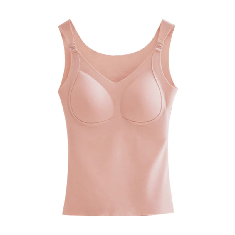 【2枚セットで¥6,980円】VEIMIA カップ付き・授乳キャミ | 前開き肩スナップで、夜間でも片手で授乳OK！赤ちゃんが噛んでも安心な素材を使用し、吸湿性＆通気性にも優れている。