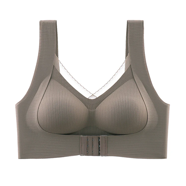 VEIMIA【垂れ胸対策！フロントホックブラ】外に広がったバスト、下に垂れたバストをぎゅっと上向き、フロントホックでキープしてくれる。