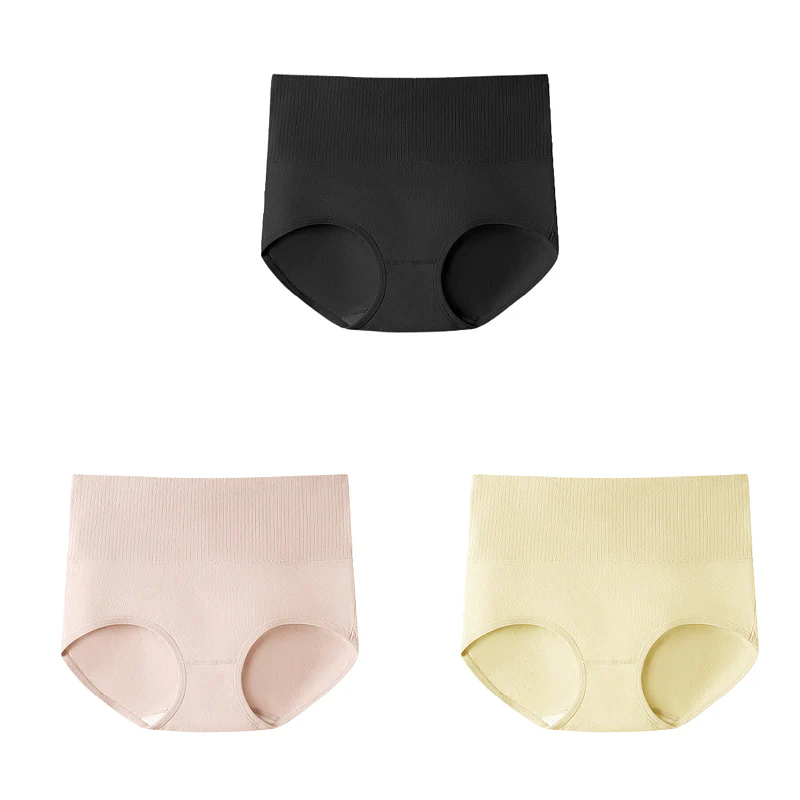 【3枚セットで¥4,990円】VEIMIA ハイウエストショーツ | 上品なリブ仕様、快適で通気性抜群。高品質なコーマ綿素材と抗菌クロッチで吸湿速乾、肌に優しい！