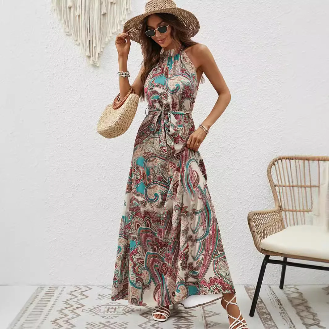 New Bohemian Retro Hammer Neck Dress Women