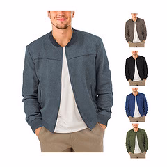 Suede solid-color men's zipper jacket