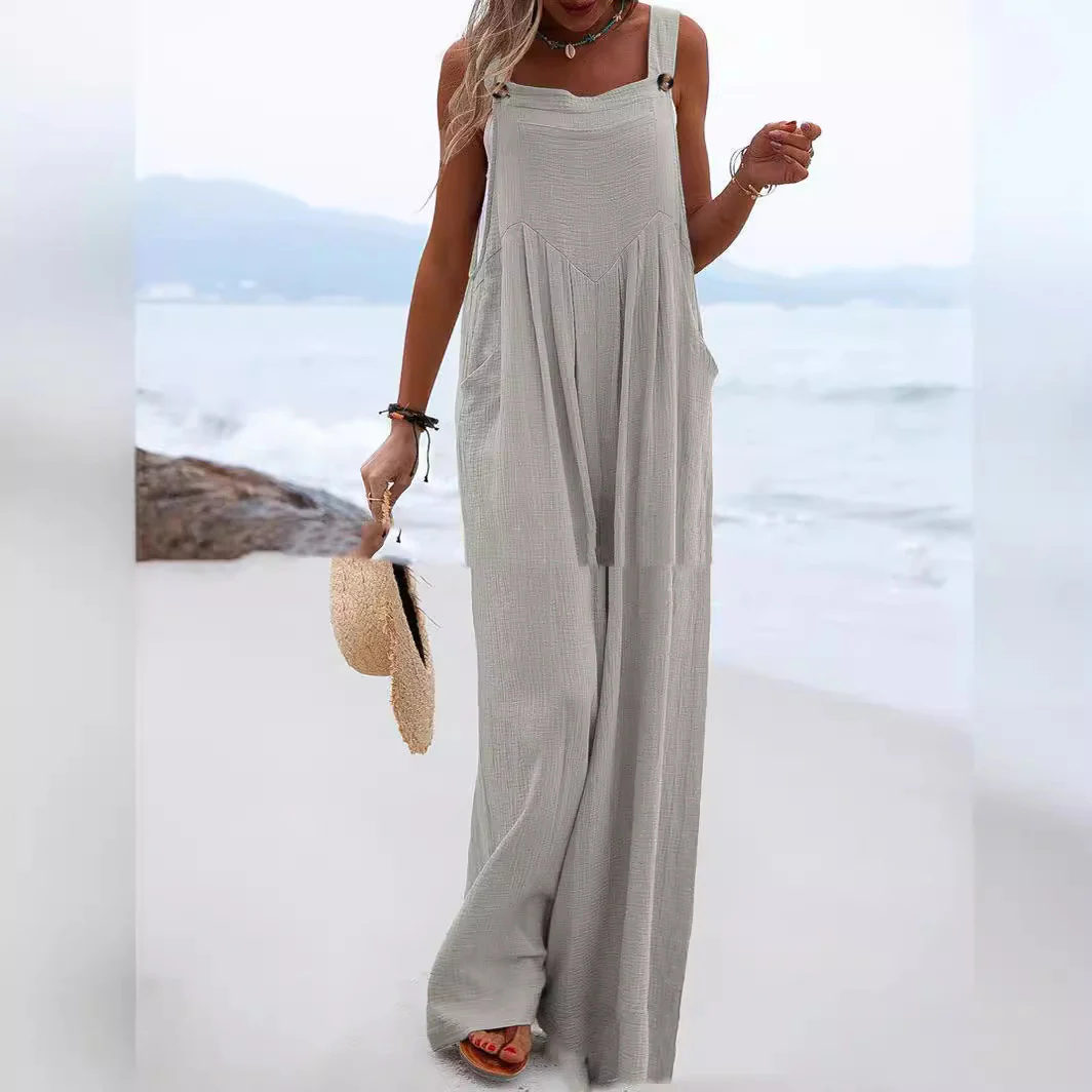 New Sleeveless Wide-Leg Button For Women