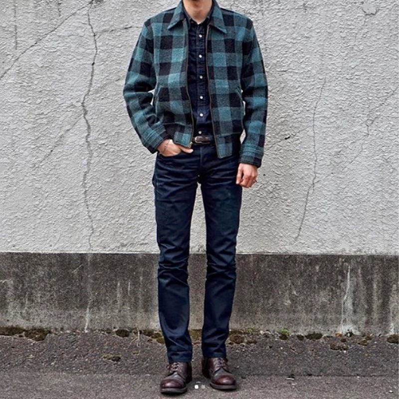 Fashion Lapel Plaid Long Sleeve Jacket