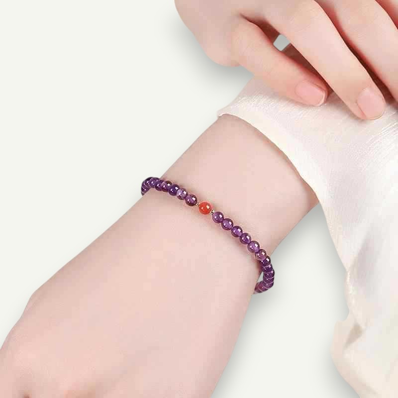 Amethyst & Red Agate Bracelet — Calm Strength & Inner Confidence