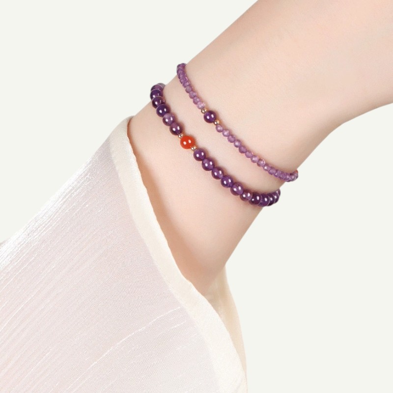 Amethyst & Red Agate Bracelet — Calm Strength & Inner Confidence