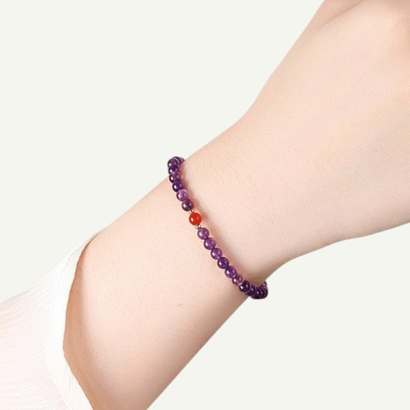 Amethyst & Red Agate Bracelet — Calm Strength & Inner Confidence