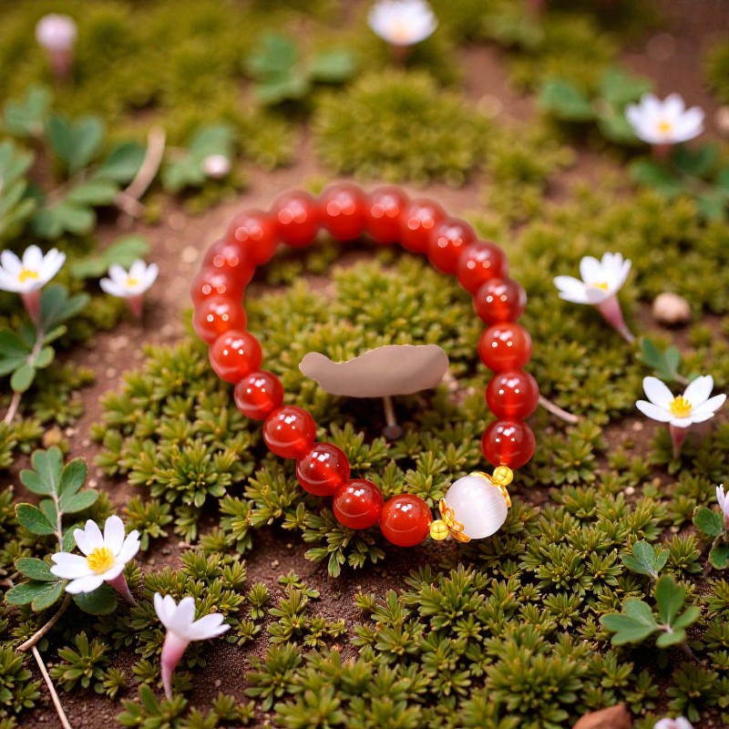 Red Agate & White Chalcedony Bracelet — Confident Calm