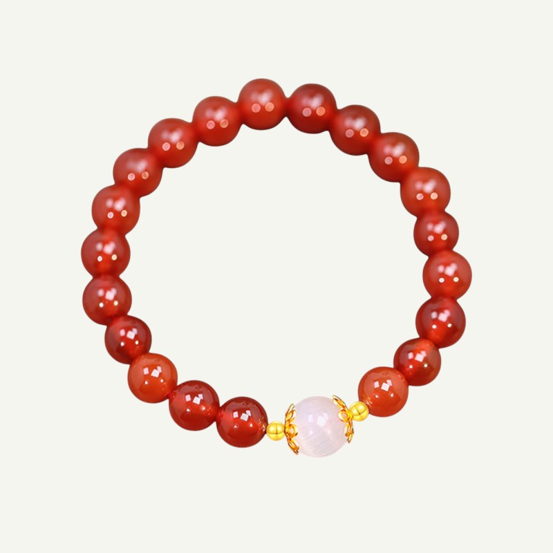 Red Agate & White Chalcedony Bracelet — Confident Calm