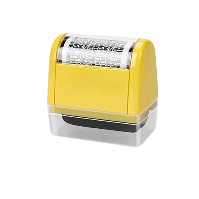 Miseyo Wide Identity Theft Protection Roller Stamp Set -Yellow (3 Refill Ink Included